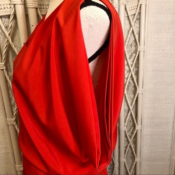 Ark & Co. Dress Coral Orange Open Back Mini Wide Sash Dolman Sleeve size Large - Picture 8 of 16